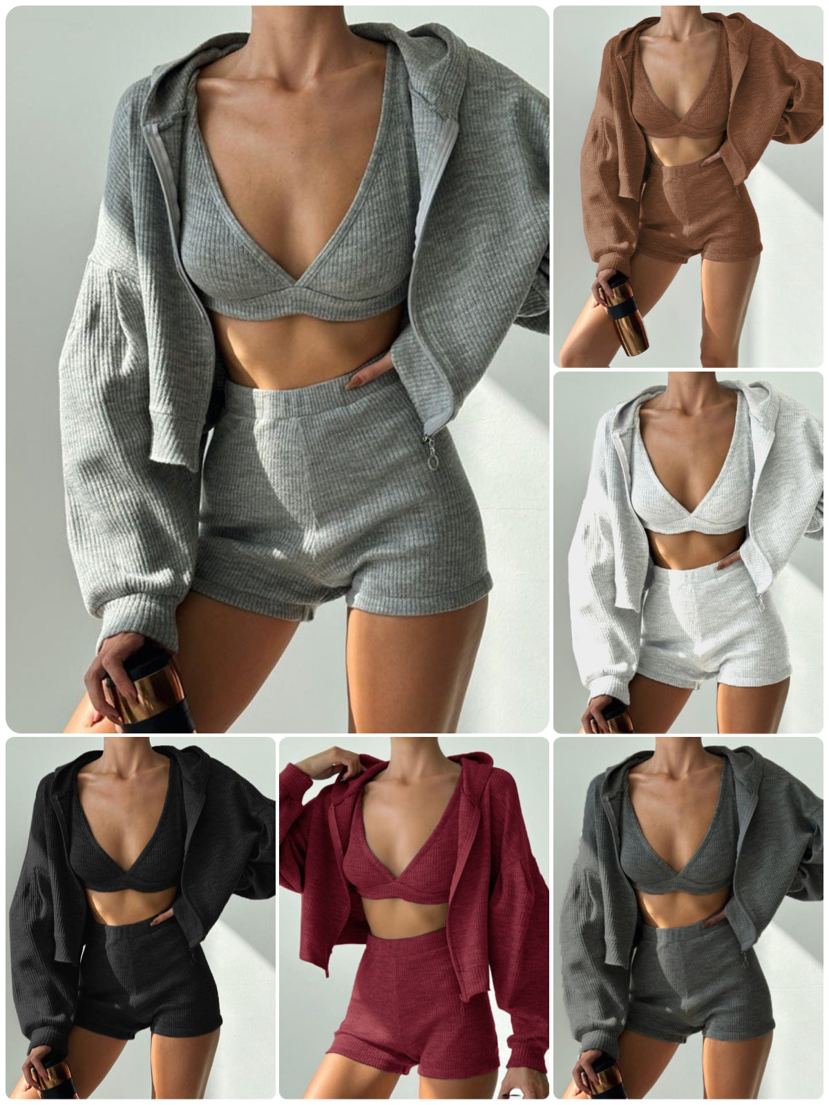 Maison Elara's Zipper Hooded Tracksuit Set